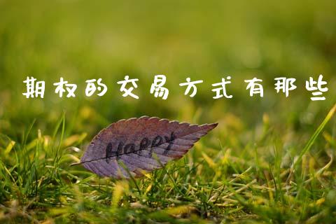期权的交易方式有那些_https://wap.letulww.com_融资租赁_第1张