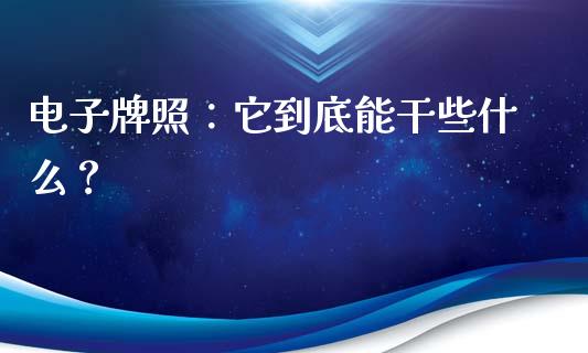 电子牌照：它到底能干些什么？_https://wap.letulww.com_投资策略_第1张