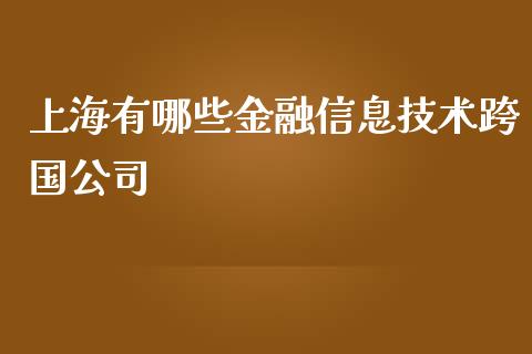 上海有哪些金融信息技术跨国公司_https://wap.letulww.com_外汇交易_第1张