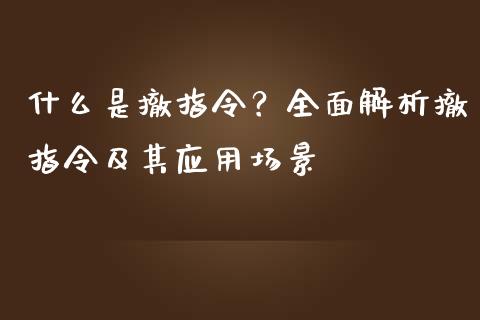 什么是撤指令？全面解析撤指令及其应用场景_https://wap.letulww.com_投资策略_第1张
