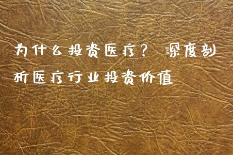 为什么投资医疗？ 深度剖析医疗行业投资价值_https://wap.letulww.com_融资租赁_第1张