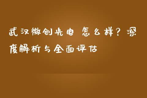 武汉微创光电 怎么样？深度解析与全面评估_https://wap.letulww.com_投资策略_第1张