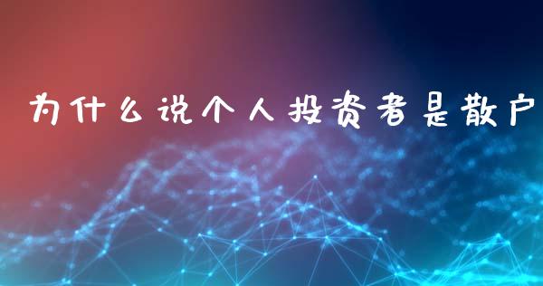 为什么说个人投资者是散户_https://wap.letulww.com_投资策略_第1张