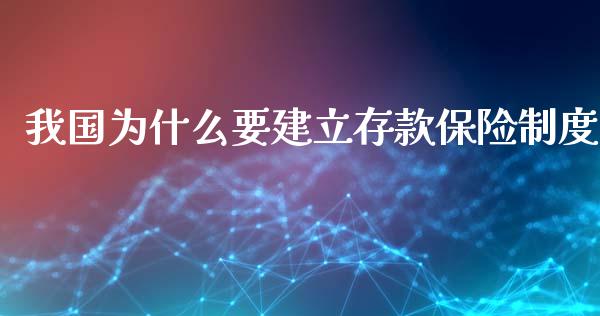 我国为什么要建立存款保险制度_https://wap.letulww.com_投资策略_第1张
