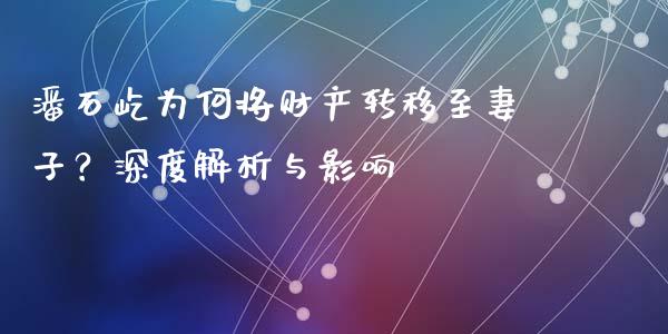 潘石屹为何将财产转移至妻子？深度解析与影响_https://wap.letulww.com_融资租赁_第1张