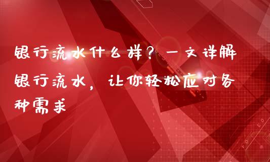 银行流水什么样？一文详解银行流水，让你轻松应对各种需求_https://wap.letulww.com_投资管理_第1张
