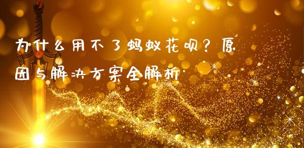 为什么用不了蚂蚁花呗？原因与解决方案全解析_https://wap.letulww.com_投资策略_第1张