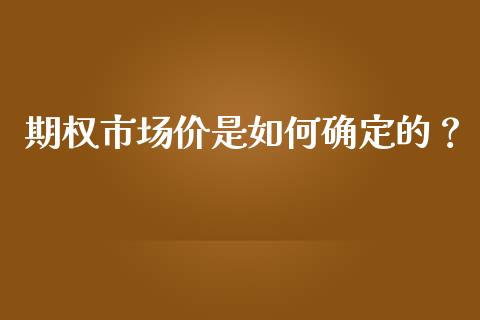 期权市场价是如何确定的？_https://wap.letulww.com_投资管理_第1张