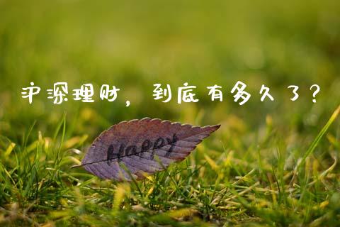 沪深理财，到底有多久了？_https://wap.letulww.com_外汇交易_第1张