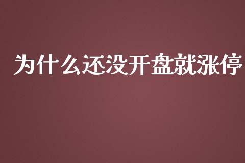为什么还没开盘就涨停_https://wap.letulww.com_外汇交易_第1张