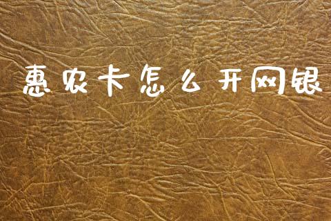 惠农卡怎么开网银_https://wap.letulww.com_投资策略_第1张