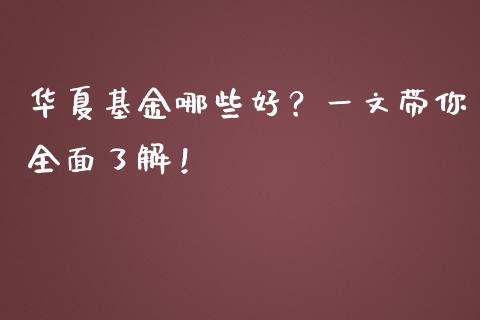 华夏基金哪些好？一文带你全面了解！_https://wap.letulww.com_投资策略_第1张