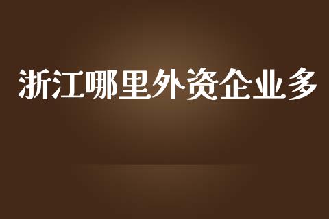 浙江哪里外资企业多_https://wap.letulww.com_投资策略_第1张