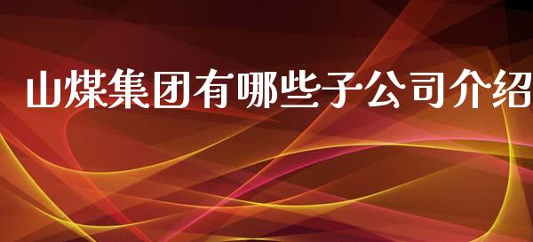 山煤集团有哪些子公司介绍_https://wap.letulww.com_外汇交易_第1张