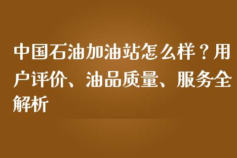 中国石油加油站怎么样？用户评价、油品质量、服务全解析_https://wap.letulww.com_投资管理_第1张