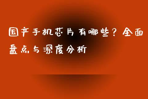 国产手机芯片有哪些？全面盘点与深度分析_https://wap.letulww.com_融资租赁_第1张