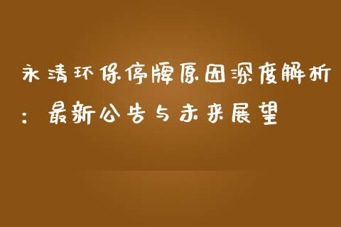 永清环保停牌原因深度解析：最新公告与未来展望_https://wap.letulww.com_投资策略_第1张