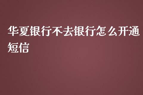 华夏银行不去银行怎么开通短信_https://wap.letulww.com_投资管理_第1张