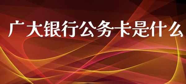 广大银行公务卡是什么_https://wap.letulww.com_融资租赁_第1张