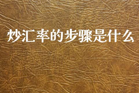 炒汇率的步骤是什么_https://wap.letulww.com_投资管理_第1张