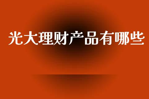 光大理财产品有哪些_https://wap.letulww.com_投资策略_第1张