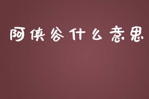 阿侠谷什么意思_https://wap.letulww.com_投资策略_第1张