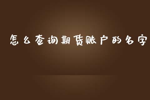 怎么查询期货账户的名字_https://wap.letulww.com_融资租赁_第1张