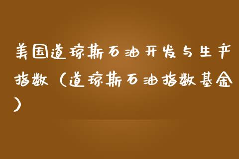 美国道琼斯石油开发与生产指数（道琼斯石油指数基金）_https://wap.letulww.com_投资管理_第1张