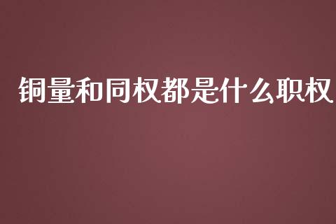 铜量和同权都是什么职权_https://wap.letulww.com_投资策略_第1张