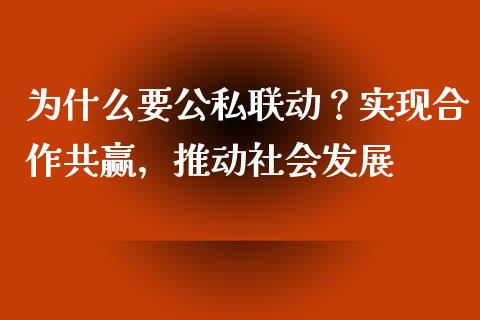 为什么要公私联动？实现合作共赢，推动社会发展_https://wap.letulww.com_投资策略_第1张