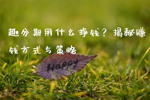 趣分期用什么挣钱？揭秘赚钱方式与策略_https://wap.letulww.com_投资管理_第1张