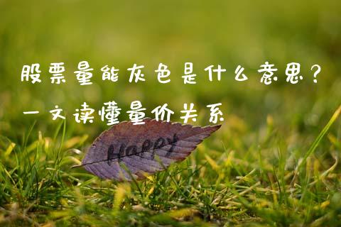 股票量能灰色是什么意思？一文读懂量价关系_https://wap.letulww.com_外汇交易_第1张