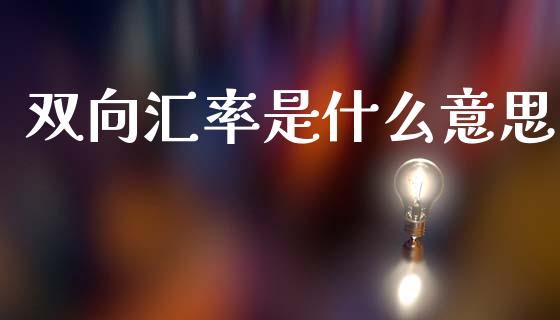 双向汇率是什么意思_https://wap.letulww.com_投资管理_第1张