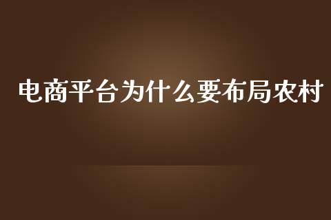 电商平台为什么要布局农村_https://wap.letulww.com_投资管理_第1张