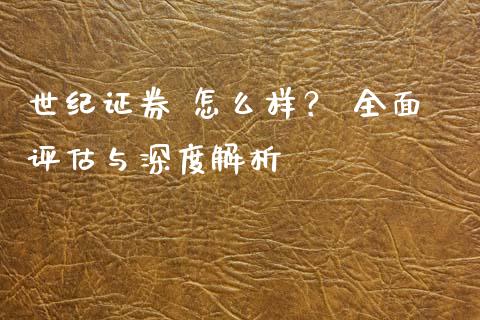 世纪证券 怎么样？ 全面评估与深度解析_https://wap.letulww.com_投资策略_第1张
