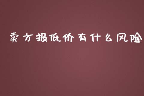 卖方报低价有什么风险_https://wap.letulww.com_投资管理_第1张
