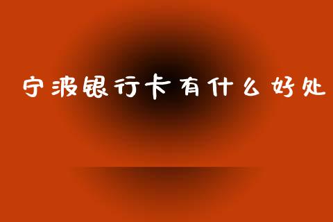 宁波银行卡有什么好处_https://wap.letulww.com_投资策略_第1张