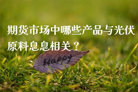 期货市场中哪些产品与光伏原料息息相关？_https://wap.letulww.com_投资策略_第1张