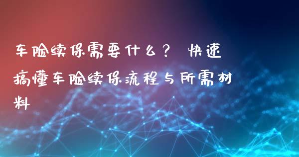 车险续保需要什么？ 快速搞懂车险续保流程与所需材料_https://wap.letulww.com_外汇交易_第1张