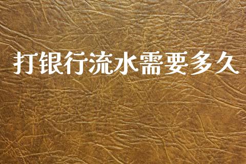 打银行流水需要多久_https://wap.letulww.com_投资管理_第1张