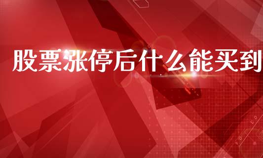 股票涨停后什么能买到_https://wap.letulww.com_外汇交易_第1张