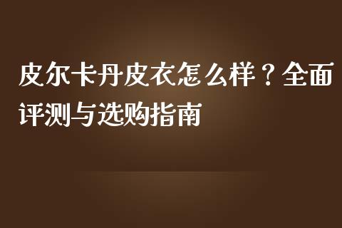 皮尔卡丹皮衣怎么样？全面评测与选购指南_https://wap.letulww.com_外汇交易_第1张