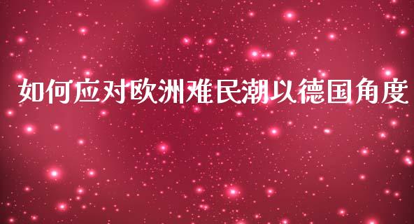 如何应对欧洲难民潮以德国角度_https://wap.letulww.com_投资管理_第1张