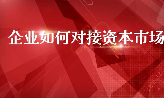 企业如何对接资本市场_https://wap.letulww.com_外汇交易_第1张