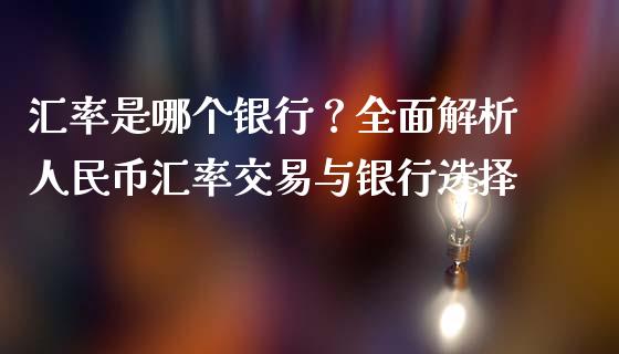 汇率是哪个银行？全面解析人民币汇率交易与银行选择_https://wap.letulww.com_投资策略_第1张
