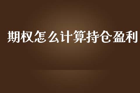 期权怎么计算持仓盈利_https://wap.letulww.com_投资策略_第1张