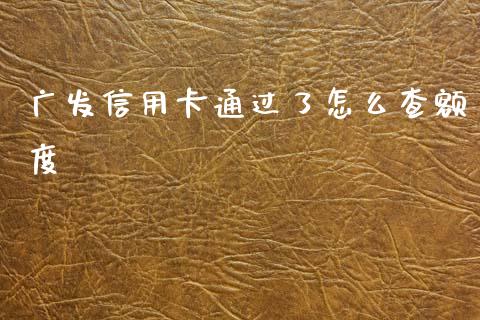 广发信用卡通过了怎么查额度_https://wap.letulww.com_外汇交易_第1张