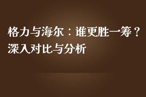 格力与海尔：谁更胜一筹？深入对比与分析_https://wap.letulww.com_投资策略_第1张