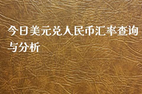 今日美元兑人民币汇率查询与分析_https://wap.letulww.com_投资策略_第1张