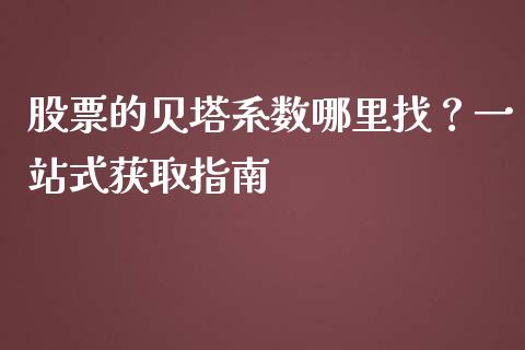 股票的贝塔系数哪里找？一站式获取指南_https://wap.letulww.com_投资管理_第1张